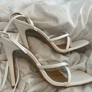 BNWOT Pretty little thing white lace up heels